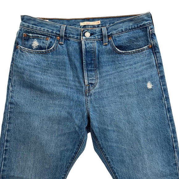 LEVI'S PREMIUM WEDGIE ANKLE JEANS Distressed Rigid Denim Women Size 31 - Picture 6 of 13